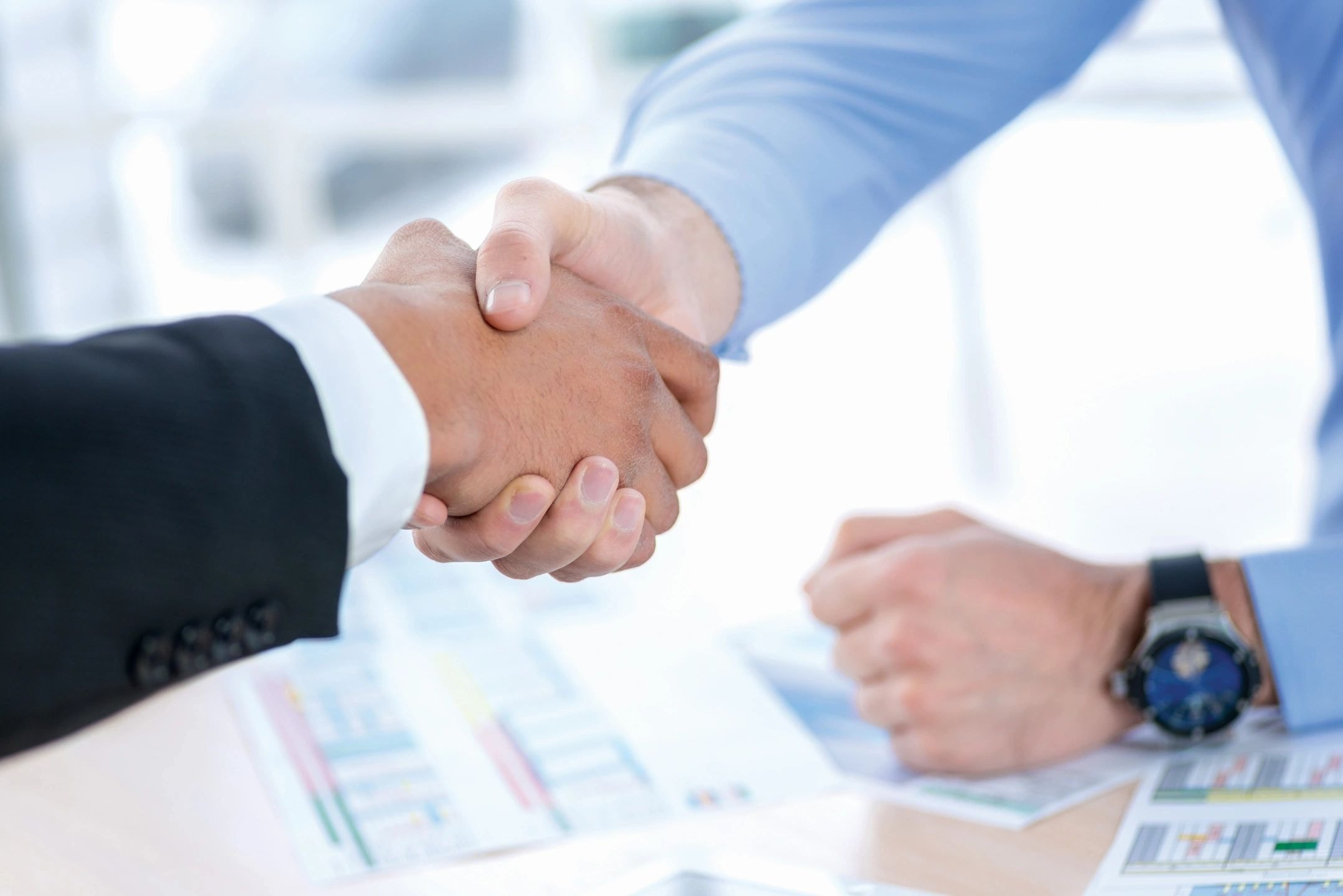 Business professionals shaking hands