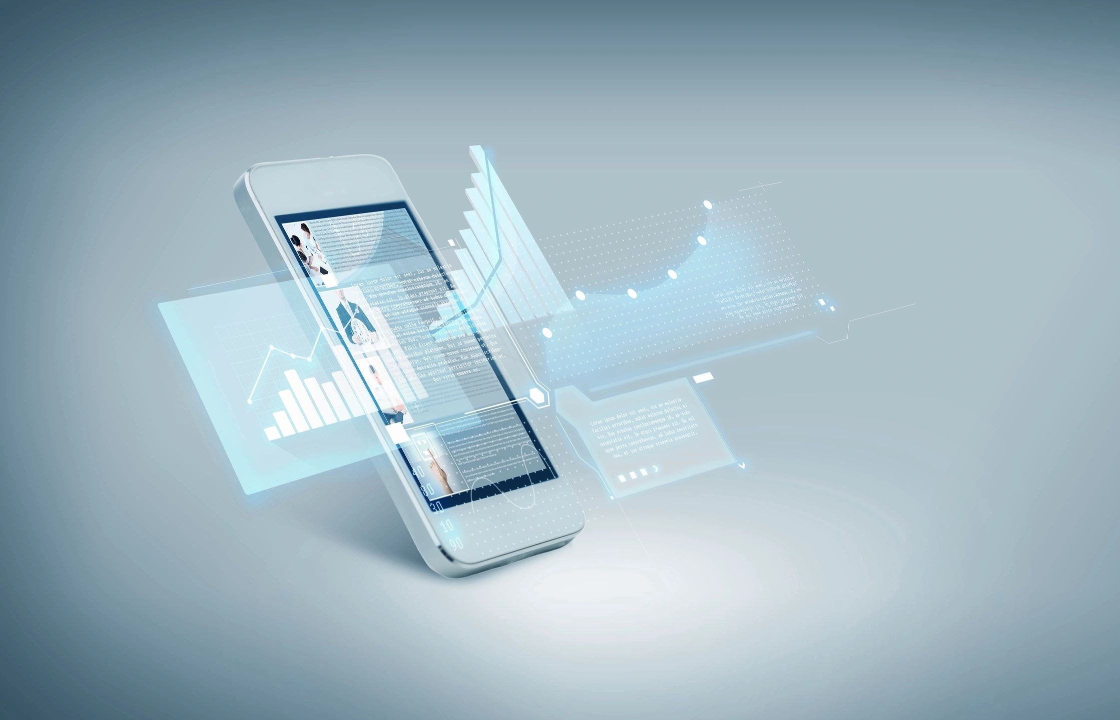 Smartphone with business analytics dashboard